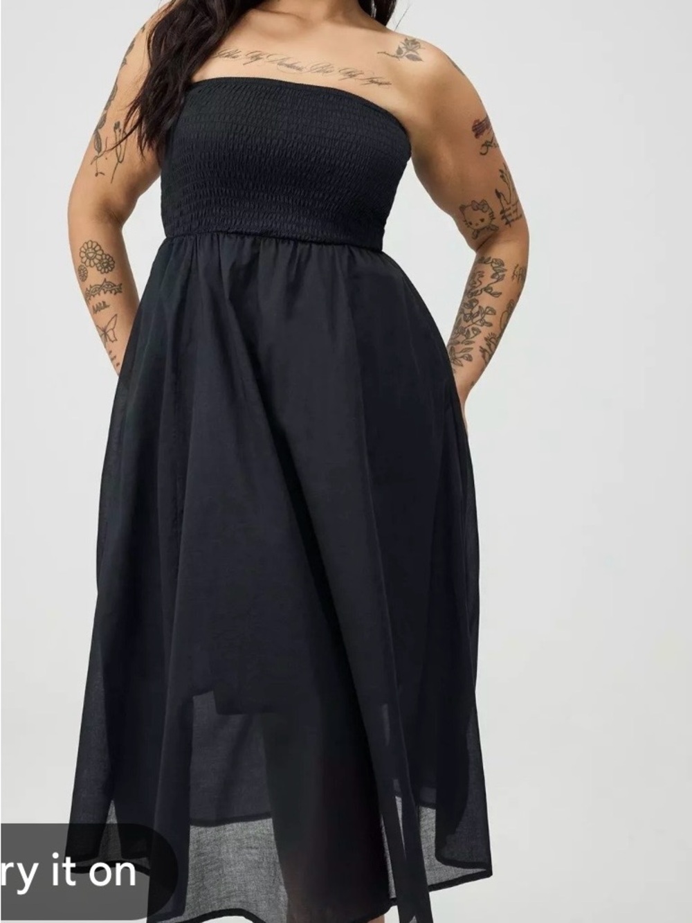 torrid Black Strapless Smocked Maxi Dress